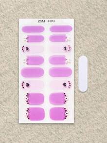 Pegatina de uñas de gel sin hornear color rosa coral, película de aceite para uñas, pegatina de uñas impermeable, pegatina de unicolor, pegatina de polvo de cebolla verde, pegatina de color saltarín, pegatina de degradado completo - Púrpura malva - Ver 3