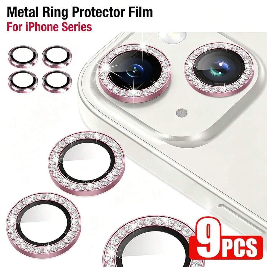 XINHONGYU 18 Pro Max Ultra HD 鏡頭保護貼,9H 超薄鋼化玻璃相機蓋,金屬吸震鏡頭環,防刮耐磨,相容手機殼,適用於 iPhone 17 Pro Max/17 Pro/17 Air/17、15 Pro Max/15 Pro/15 Plus、14 Pro/14 Plus、13/12/11,完美貼合 - 粉色 - 查看 1