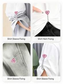 2/1pc Rhinestone Heart-Shaped Flower Pant Leg Shortening Buttons, Prevent Pant Legs From Dragging. Hidden Button Pant Leg Closure Design, Seamless Fit, Effectively Prevent Pant Legs From Dragging. Suitable For Jeans And Casual Pants, Waterproof, Portable, Durable - A - View 10