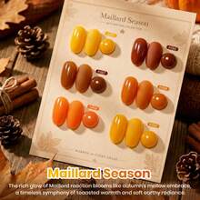Beetles 6 Colors Maillard Season Brown Gel Nail Polish Set, Brown Orange Yellow Fall Gel Polish Kit, Soak Off UV LED Autumn Nail Art Manicure - 6 Colors Maillard Season Brown - 查看 2