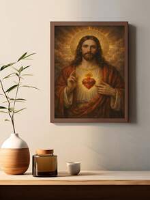 1pc Christian Wall Art, Sacred Heart Of Jesus Print, Religious Art, Catholic Home Decor Poster, Gift, Suitable For Bedroom, Living Room, Kitchen, Apartment, Wall Art, Wall Decor, Home Decor, Room Decor, Canvas Wall Art, Poster, Optional Frame - 1PCS - View 4