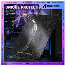 ATTACK SHARK CM05SE Tempered Glass Mouse Pad, 9H Hardness Anti-Scratch, Nano Etched Ultra-Smooth Surface, Non-Slip PU Base, High Accuracy, Fast-Moving, 410*310*5mm For FPS Esports/Office - Black/ White - View 3