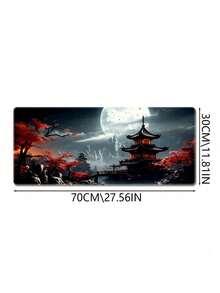 Japanese Style Full Moon Desk Mat, Black & Red Mouse Pad, Gaming Mouse Pad, Extended Keyboard Pad, Laptop Mouse & Keyboard Pad, Suitable For Desktop Decoration - View 15