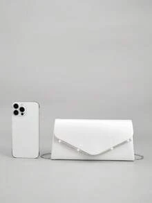 REMANLAND Women's White Envelope Clutch, Rhinestone Evening Bag, Elegant Bridal Handbag, Suitable For Weddings, Parties, Balls, Cocktail Parties, Banquets And Formal Occasions - White - View 8