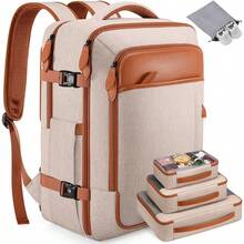 Bruno Cavalli Travel Backpack, 17Inch Laptop Backpack, Carry On Backpack For Men & Women, Personal Item Size Flight Approved Travel Bag, Water Proof Luggage - 米色 - 查看 8