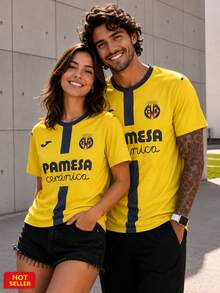 Villarreal CF 男款足球球衣，輕盈柔軟，適合比賽、訓練、休閒穿著，禮物，世界盃運動 - 黃色 - 查看 2