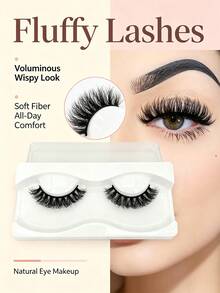 1 Pasang Bulu Mata Palsu Tebal Alami Gaya Russian Curl 15mm (Teks tidak jelas) - Hitam - View 1