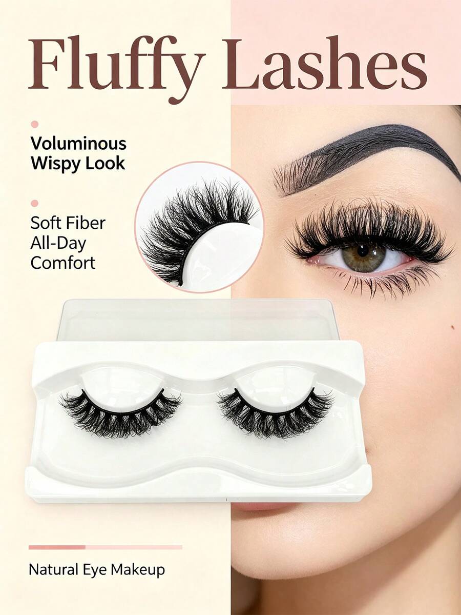 1 Pasang Bulu Mata Palsu Tebal Alami Gaya Russian Curl 15mm (Teks tidak jelas) - Hitam - View 1