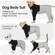 1pc Post-Surgery Recovery Dog Protective Suit, Full Body Coverage Pajamas, Soft And Elastic Comfortable Cotton Blend Material, Zipper Design, Easy To Put On And Take Off Post-Surgery Recovery Suit; Can Replace Elizabeth Collar, Suitable For Spaying/Neutering, Wound Care And Allergy Protection, Fit For Large, Medium And Small Dogs, Such As Teddy, Poodle, Labrador - Black - View 8