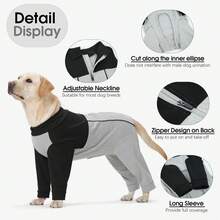 1pc Post-Surgery Recovery Dog Protective Suit, Full Body Coverage Pajamas, Soft And Elastic Comfortable Cotton Blend Material, Zipper Design, Easy To Put On And Take Off Post-Surgery Recovery Suit; Can Replace Elizabeth Collar, Suitable For Spaying/Neutering, Wound Care And Allergy Protection, Fit For Large, Medium And Small Dogs, Such As Teddy, Poodle, Labrador - Black - View 4
