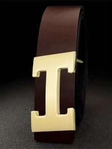 Luxury Gold Metal H Logo Buckle Belt - Black Pebbled Men's Fashion Belt For Suits - Multicolor - View 5