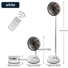 New 8-Inch Portable USB Rechargeable Folding Fan With Remote Control, Timer, Telescopic Aluminum Tube Design, Brushless Motor, 4-Speed Wind, 5400mAh Rechargeable Battery And 180-Degree Oscillation - Perfect For Outdoor And Indoor Cooling - Head-shaking Fan - View 3