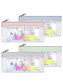 Airplane Theme Document Organizer/Passport Holder, Airplane Route, Travel Elements English Letter Print, Zipper Pouch, Cash Envelope, Passport Organizer, Transparent Bank Deposit Bag, Smooth Zipper Lightweight Portable. Travel, Vacation Boarding Document Storage, Daily Receipt And Stationery Organization, Suitable For Men And Women Travelers, Back To School Season, Travel Season Gift Choice, Practical Small Gift For Loved Ones And Friends - Multicolor - View 2