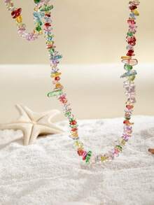 imoli 1 Set/Minimalist Elegant Bohemian Style Multicolor Asymmetrical Stone & Black Bead Double Layer Lasso Long Sweater Necklace Y-Shaped Heart Pendant Adjustable Tassel Chain, Autumn/Winter Layering Accessory, Daily Wear Date Office Neck Decor <Mixed Colors, Random Strands, Random Color Matching> - 27496-colour - View 6