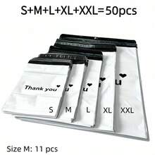 Mixed Pack Of 50/30 White Courier Bags, Ultra-Tough Self-Adhesive Shipping Bags, Waterproof Polyethylene Mailing Bags, Suitable For Clothing And Large Parcels. - White Print - View 11