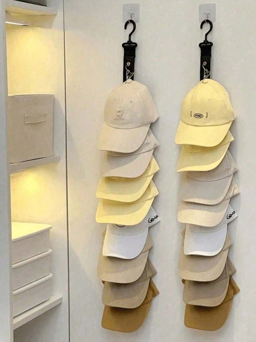 2 buah Tali Penyimpanan Multifungsi Minimalis, Organizer Penyimpanan Topi 8 Klip, Untuk Menyimpan dan Memajang Mainan Mewah, Boneka, dan Topi, Hemat Ruang, Dapat Menyimpan Topi Baseball, Cocok untuk Pintu Lemari, Dinding, Kamar Tidur, dan Penyimpanan Umum di Rumah