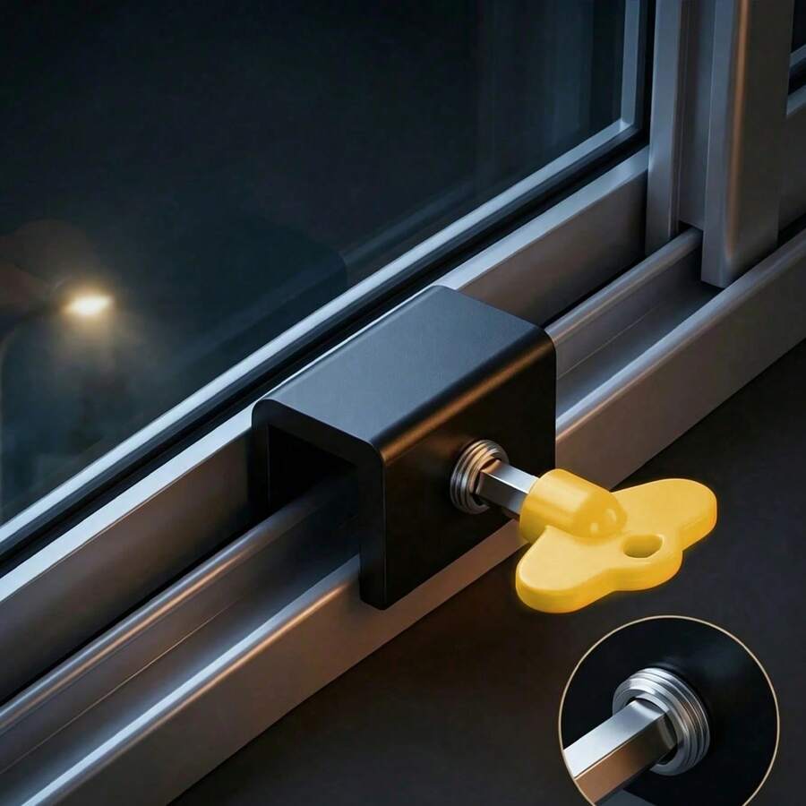 1 pieza/4 piezas Cerradura deslizante ajustable para ventana, material de aleación de aluminio, con llave, limitador de posición de ventana, adecuado para puertas y ventanas deslizantes horizontales - multicolor - Ver 1