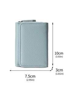 BATSIOE Solid Color Litchi Texture Women's Short Wallet, Zippered Three-Fold Mini Multi-Function Coin Purse - Blue - View 7