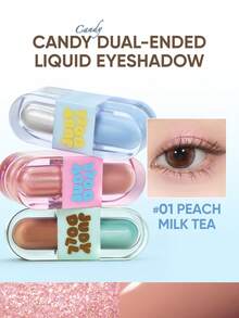 JUDYDOLL DUO EYE TINT Dual-End Liquid Eyeshadow Mini Limited Edition Pocket Candy Series Matte Shimmer Glitter Highlighter Colorful Long-Lasting Pigmented - 01 Peach Milk Tea - View 10