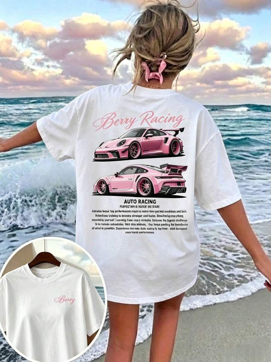 Women'S T-Shirt, Car Print, All-Season Wear - style2 - 查看 1