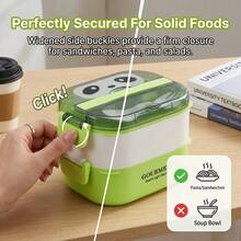 Plastic Bento Box Adult, Microwavable Lunch Containers, Meal Prep Containers With Dividers, Travel Food Containers, Snack Containers With Lids, Leakproof Stackable Lunch Box, With Handle Cutlery Sauce Box, For Student School Office - Multicolor - View 9