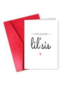 1件「Happy Birthday Lil' Sis」極簡生日卡附信封，可愛愛心設計，給小妹妹的祝福卡，內頁空白 - 查看 9