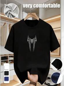 1 Herren Lässig T-Shirt mit Spinnenmuster, Rundhals, für Outdoor Lässig - Schwarz - Übersicht 1