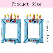 Birthday Photo Frame Aluminum Foil Balloon, Candle Striped Print Selfie Frame Foil Balloon, Birthday Party Atmosphere Photo Props Party Scene Decoration - Multicolor - View 18