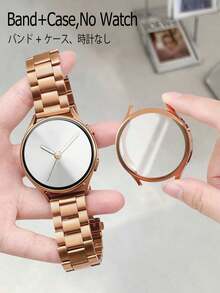 Huastonband 適用於 Galaxy Watch 4 40mm 44mm 手錶錶帶 - Galaxy Watch 5 40mm 44mm 手錶錶帶，Galaxy 6 / 7 40mm/44mm，一套適用於手錶玫瑰金錶帶錶殼，經典風格搭配，不鏽鋼金屬三節鏈錶帶配軟殼，男女通用智慧手錶配件，適合送給朋友、聚會、派對、商務活動和日常配戴 - 玫瑰金 - 查看 12