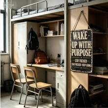 Cartello da parete vintage piatto 2D con slogan ispiratore, targa decorativa in legno accattivante, decorazione da parete per dormitorio e ritorno a scuola, arte murale ispiratrice per camera da letto e studio, regalo per studenti - Multicolore - Visualizzare 6