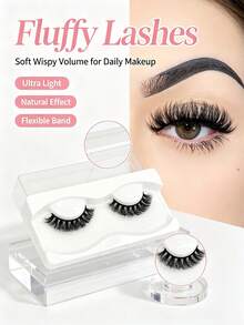 1 Pasang Bulu Mata Palsu Tebal Alami Gaya Russian Curl 15mm (Teks tidak jelas) - Hitam - View 7