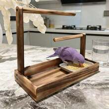 1pc Wooden Parrot Perch, Reduces Destructive Chewing And Boredom Behaviors, Suitable For Resting, Chewing And Feeding, Perfectly Meets Daily Bird Cage Activity Needs, Multi-Functional Exercise And Play Perch - A - View 7