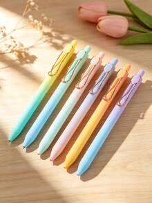 Pulpen Ballpoint Gradien Macaron Kustom yang Dapat Ditarik, Dicetak UV, Dapat Disesuaikan dengan Logo/Teks Anda, Ujung Sedang, Pulpen Menulis Halus, Tinta Hitam 1.0mm - Set - View 2
