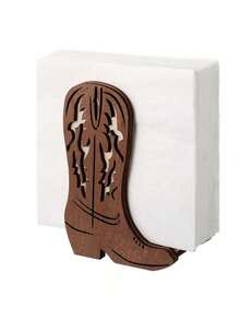1pc Western Cowboy Boot Napkin Holder, Vintage Brown Open Top Design, Sturdy Base, Suitable For Kitchen, Farmhouse Style, Western Theme Party Decor, Home, Office, Cowboy Events, Durable Vintage Charm - Multicolor - View 2