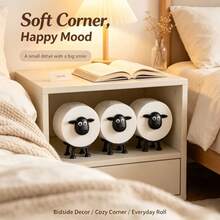 3pcs/5pcs Cute Sheep Style Toilet Paper Holder, Freestanding Animal Toilet Paper Storage Rack, Adorable Design Suitable For Bathroom, Kitchen, Bedroom, Office And Home Daily Use, Versatile Home Decor - B-Black - View 5