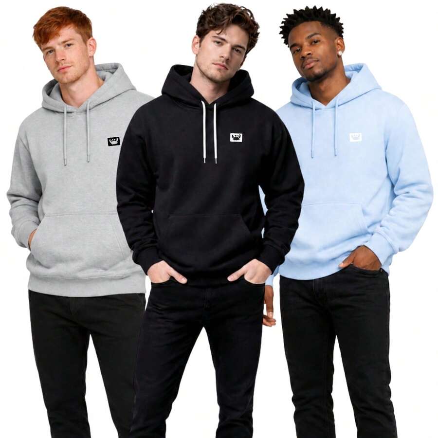 Kit Of 3 Comfortable Hooded Sweatshirts For Casual Style - 黑色,灰色和淺藍色 - 查看 1