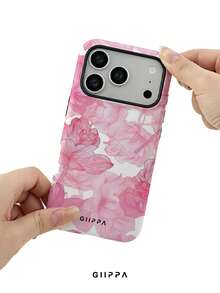 GIIPPA 1件白色背景漸層粉色花卉圖案設計手機殼，適用於Phone 17 Pro Max，兼容Phone 16 Pro Max、15 Pro Max、14 Pro Max，韓系高端時尚趣味手機殼，兼容11/12/13/14/15/16 Pro Max Plus，優雅設計男女皆宜，送給女友的聖誕節、情人節、復活節、婚禮季和生日完美禮物 - 粉色 - 查看 6