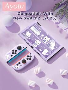 可愛貓咪保護殼，相容於 Switch/Switch OLED/Switch Lite/Switch 2 (2025)，無需取下保護殼即可安裝至底座 - 彩色 - 查看 4
