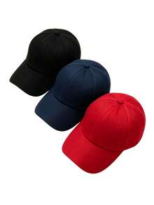 1pc/2pcs/3pcs Minimalist Solid Color Baseball Cap, Comfortable Adjustable Size, Suitable For 3-16 Years Old Children And Teenagers, Casual Street Sun Hat - Multicolor - View 27