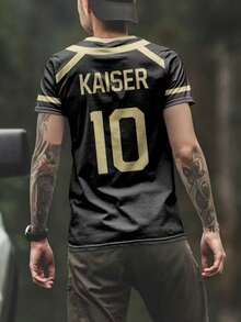 JUNQi Men's Summer Short Sleeve Anime Graphic Sports Tees,NO.10 KAISER Print,Quick-Dry Breathable Mesh T-Shirt For Outdoor Activities,Machine Washable - Multicolor - View 2