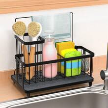 Organizzatore rimovibile per lavandino, portaspugna e portapanni in acciaio inox con base ad asciugatura rapida, per cucina e bagn - Visualizzare 6