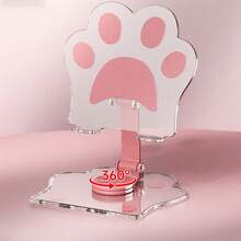 可爱猫爪亚克力平板电脑支架，360°旋转可调节便携可折叠桌面配件，通用平板电脑和智能手机支架，耐用透明亚克力材质，带防滑垫，趣味宠物主题设计，适合家庭办公室使用，轻巧节省空间，稳固防滑，适用于4-13英寸设备 - 彩色 - 查看 21