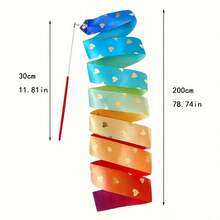 Random Color, 1pc Shiny Gymnastics Ribbon With Rotating Dance Wand - A Colorful Dance Ribbon With Stars, Perfect For Performance, Show And Practice. Made Of High-Quality, Flexible Material. - Multicolor - View 8