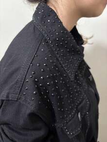 pthirillo Women Denim Jackets & Coats - 黑色水鑽之夜 - 查看 6