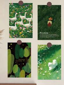 10pcs Green Forest Wall Decals: Postcard-Style Wall Art - 10 Pcs - View 2