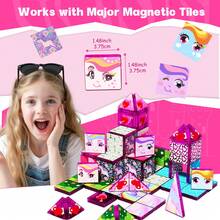 3.75 Magnetic Tiles 52PCS Colorful Window Mini Travel Set, Children STEM Education Building Blocks Toy, Educational Magnetic Blocks Set, Birthday Gift Christmas Gift - Multicolor - View 1