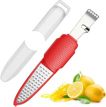 Lemon Citrus Orange Zester And Grater, Cheese Grater & Vegetable Grater Lime, Garlic, Ginger, Chocolate, Fruits, Dishwasher, Red