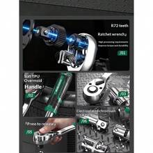 1/4" 1/2" 3/8" 72齒棘輪扳手套組，鉻釐鋼彎柄設計，適用於機械維修、汽車與居家應用 - L 1-2 12件套 - 查看 7