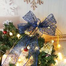 Shiny Sequin Mesh Decorative Ribbon, Lightweight Transparent Metallic Luster Mesh Ribbon, Available In Red, Gold, Champagne Gold, Royal Blue, Light Blue, Green, Easy To Bend And Shape, Suitable For Making 3D Bows, Gift Wrapping, Christmas Tree Decoration, Wreath Decoration, Door Decor, Tabletop Arrangement And Holiday Crafts, Applicable For Christmas, New Year, Wedding, Birthday Party, Celebration, Gift Wrapping, Home Decor And DIY Crafts, Adding Sparkling Texture And Elegant Atmosphere To Holiday Scenes. - Christmas Sequin Ribbon - View 11