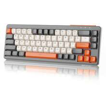 Teclado Gaming Inalámbrico FREEWOLF M68 65%, Bluetooth/2.4GHz/Cableado Tri-Modo, Teclado de Membrana Silencioso, Teclas PBT, Recargable 2000mAH, 67 Teclas con Retroiluminación LED Arcoíris para PC Gaming Win/ - Ver 12